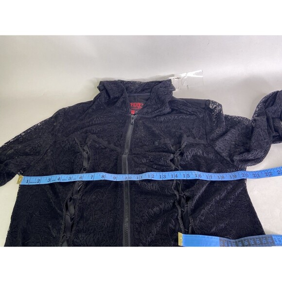 Tripp NYC Black Lace Up Corset Style Zip Hoodie Womens Plus Size 1 1X Goth Emo - Picture 10 of 13